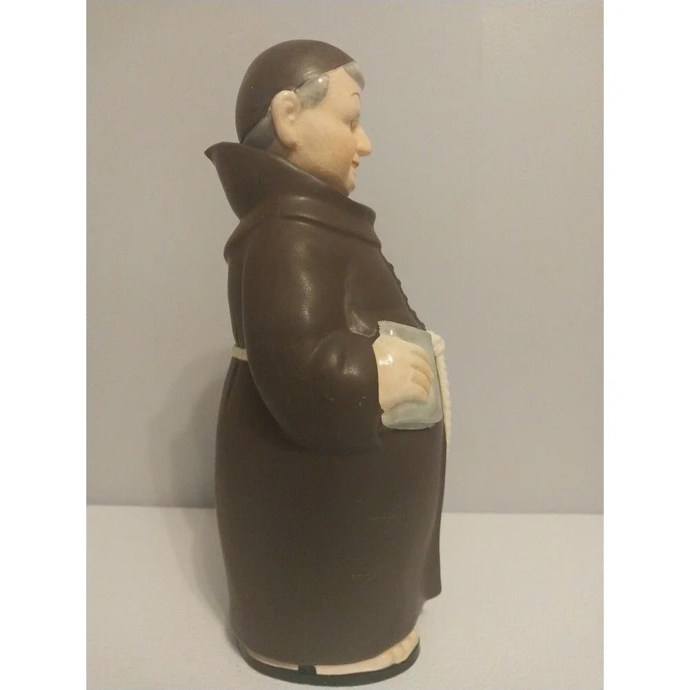 Vintage Monk Friar Figural Decanter Ceramic Liquor Bottle Cork Stopper 10